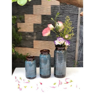 Bộ 3 lọ hoa hoả biến Bát Tràng