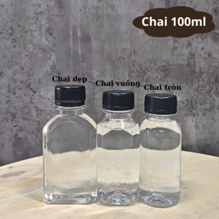 Combo 100 Chai Nhựa 100ml Đủ Mẫu Vuông, Tròn, Dẹp Nắp Nhựa Đen – Đựng Trà Sữa, Nước Ép, Sốt Ăn Vặt