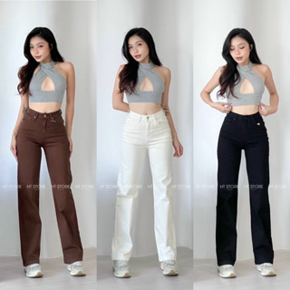 Quần Jeans Ống Suông Dài Lưng Cao Zr Chuẩn Xịn