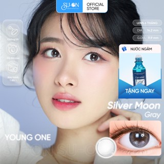 Lens xám siêu tự nhiên SILVER MOON GRAY chính hãng YOUNG ONE | 6 tháng | Kính áp tròng cận SUONLENS