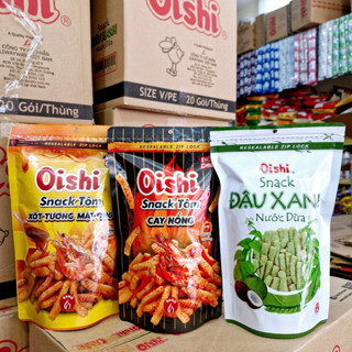 Snack Oishi Tôm Cay Nồng/Xốt Tương Mật Ong/Đậu Xanh Nước Dừa Túi Zip 70g/80g