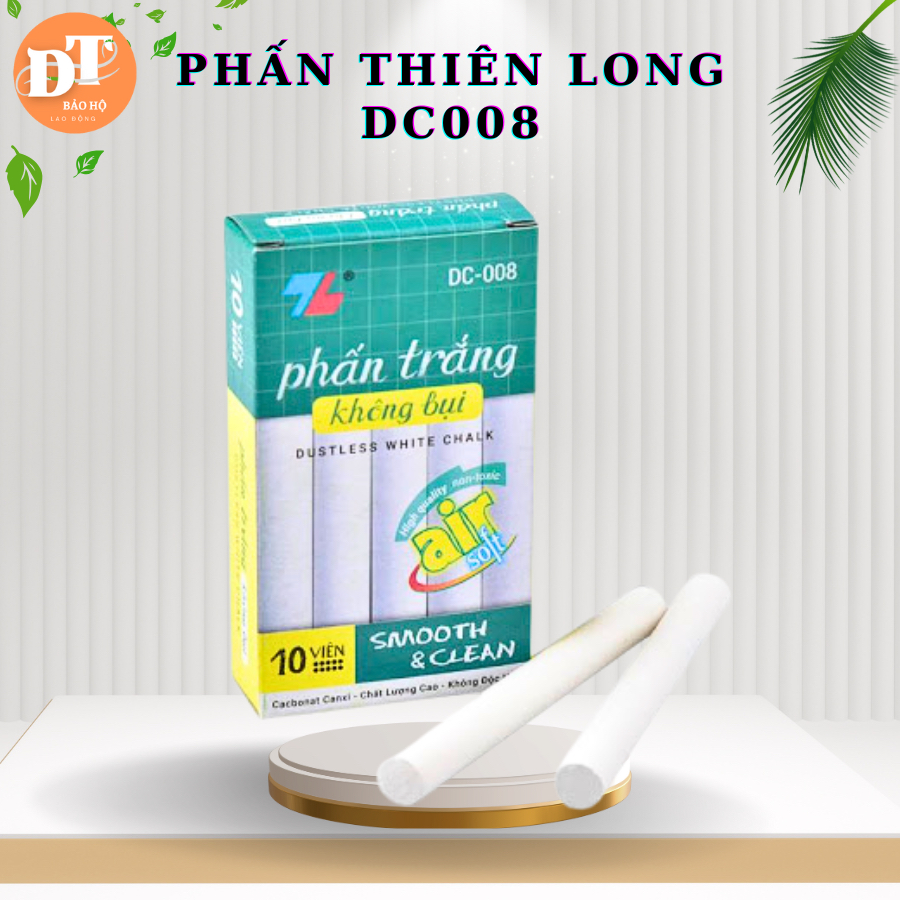 (COMBO 5) Hộp Phấn không bụi DC-008 Thiên Long, ít gãy, không bụi - Hãng Thiên Long