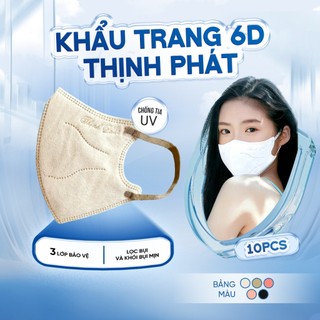 Khẩu trang 6D Thịnh Phát 3 lớp kháng khuẩn thiết kế 6D ôm sát mặt chống nắng chống tia UV Cỏ Ba Lá