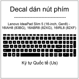 Decal dán nút phím Quốc tế ( Us ) cho Lenovo IdeaPad Slim 5 (16-inch, Gen8) - 16IAH8 (83BG), 16ABR8 (82XG), 16IRL8 (82XF