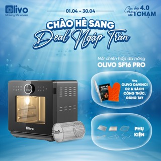 Nồi Chiên Hơi Nước OLIVO SF16 PRO 16 Lít Bản Mới – Nồi Chiên Hấp 70 Chức Năng – Phụ Kiện Inox 304