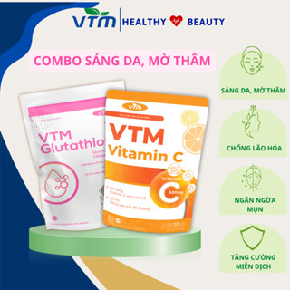 Combo Viên Uống VTM Vitamin C + VTM Glutathione sáng da, mờ thâm, tăng cường đề kháng