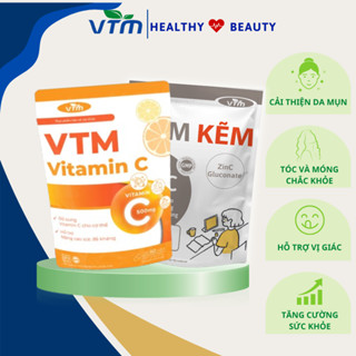 Combo Viên uống VTM giảm mụn mờ thâm, gấp đôi đề kháng - tăng cường miễn dịch( VTM Vitamin C và VTM Kẽm ZinC) - 30 ngày