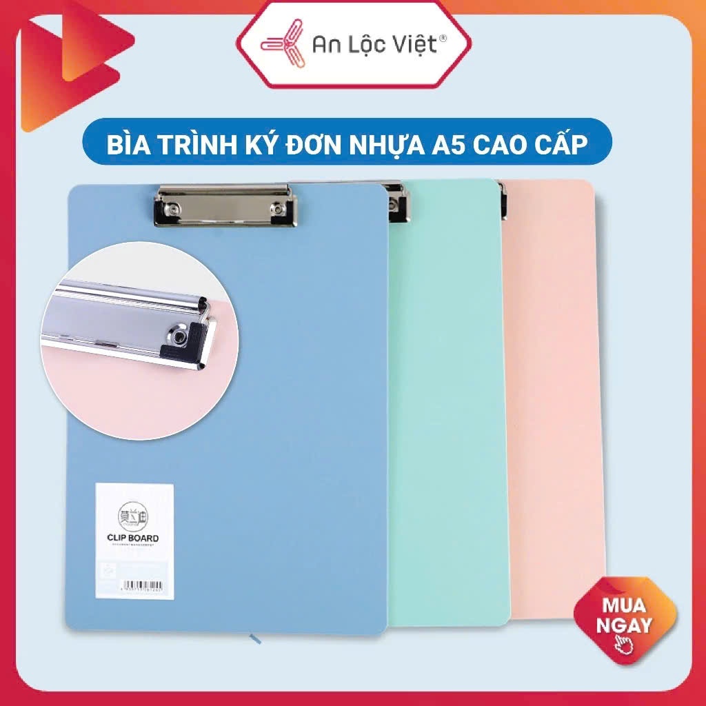 [TRÌNH KÝ SIÊU HOT] Bìa trình ký nhựa A5 – Kẹp hồ sơ – Bìa kẹp tính tiền nhiều màu sắc, kẹp inox siê