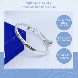  Vòng lắc bạc khắc tên cho bé - Vòng bạc ta trẻ em đeo tay chân đều được 