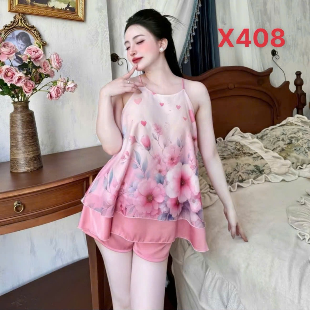 Bộ Yếm Ngủ X4 Kim Thanh - Pijama Lụa Latin Short Bông Mặc Nhà Mát Mịn Họa Tiết Dễ Thương Size 40-75kg | BigBuy360 - bigbuy360.vn