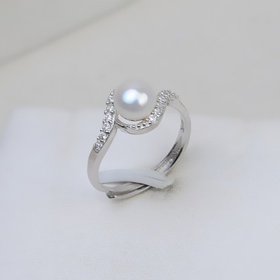 Nhẫn Bạc Đính Ngọc Trai 8ly Thiết Kế Tinh Tế, Sang Trọng - Ngọc Trai Trường Thịnh