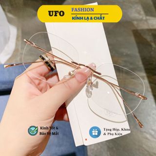 Gọng kính UFO nam nữ Đẳng Cấp sang trọng gọng titan không viền thay được tròng cận loạn