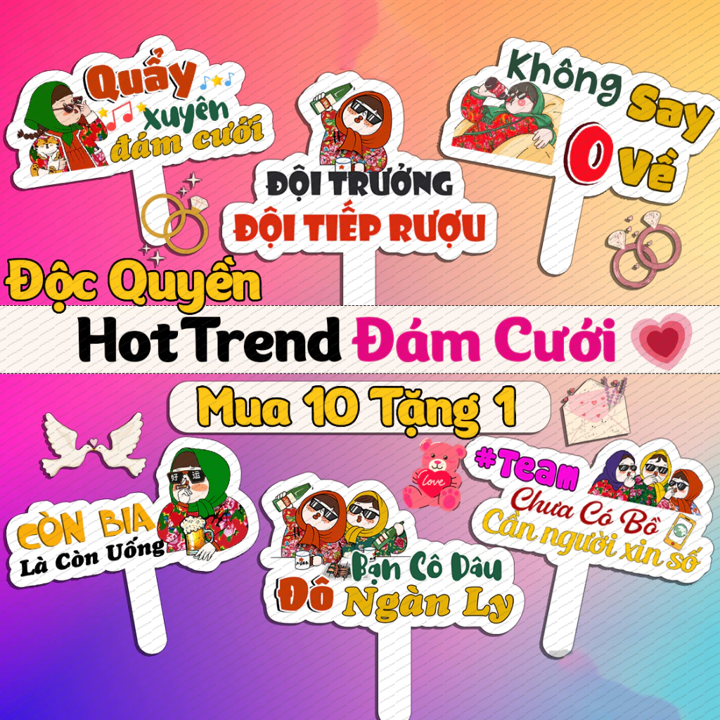 [Hoả tốc 2H] Hastag Đám Cưới, Đám Hỏi, Bảng cầm tay chụp ảnh Đám Cưới, Dạm Ngõ