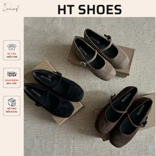 Giày vải dạ da lộn quai cài mới thu đông 2025 giày vải basic giày búp bê 208-1