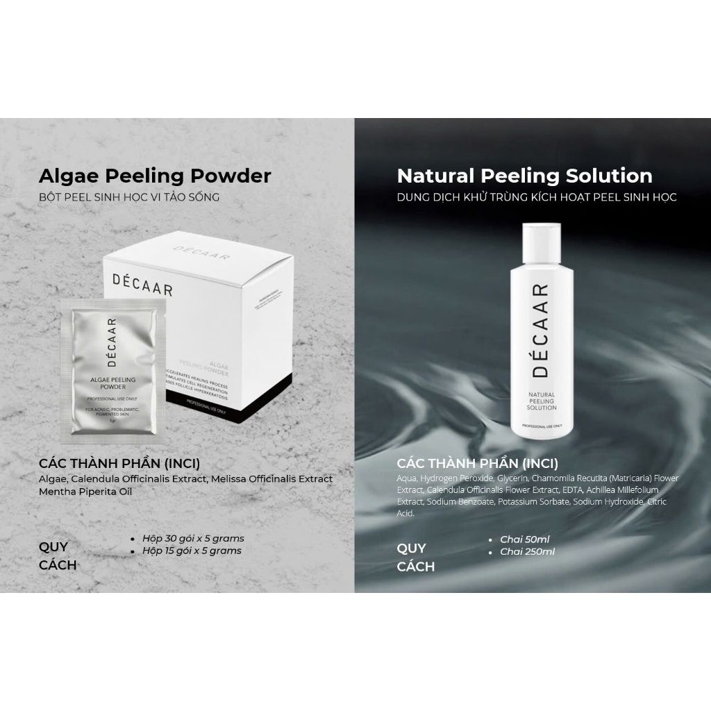 Décaar Algae Peeling Powder – Bột peel tảo dành cho da mụn thâm, nám, tàn nhang