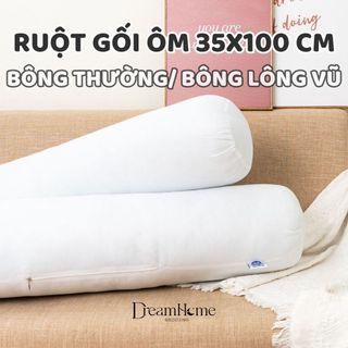  Ruột gối ôm 35x100 cao cấp ép hơi dài khóa kéo lõi gối ôm bông gòn lông vũ gòn 3d Dreamhomebedding 