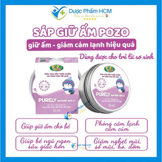 {Chính hãng} Sáp Giữ Ấm Pozo an toàn cho bé tránh cảm - giảm ho - ngạt mũi do lạnh,bé nằm điều hoà lọ 12ml (mẫu mới)