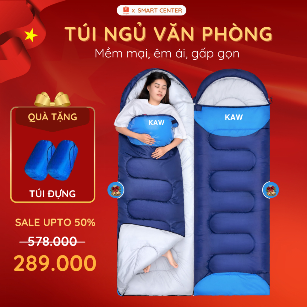 Túi Ngủ Văn Phòng Mini KAW Loại 1, Tủi Ngủ Giữ Ấm, Đi Phượt, Du Lịch Dã Ngoại