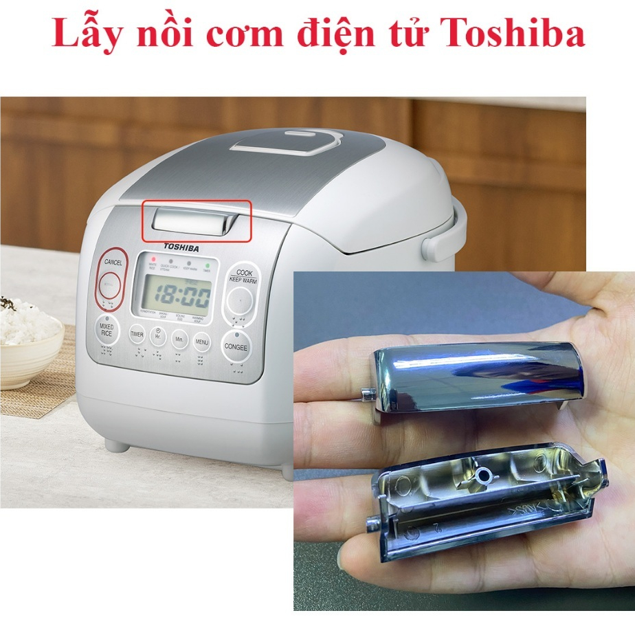 Lẫy nồi cơm điện Toshiba và nắp thoát hơi nồi cơm RC-10NMF/RC-18NMF/RC-18NTF - Hàng chính hãng