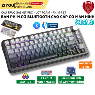Bàn Phím Cơ Không Dây Bluetooth Ziyou Attack Shark X85PRO LED RGB Có Màn Hình