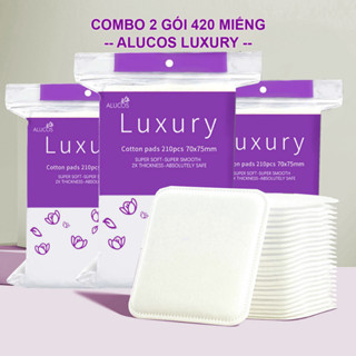 [Combo 02 gói 420 miếng] Bông tẩy trang Alucos Luxury 210 miếng/gói chính hãng