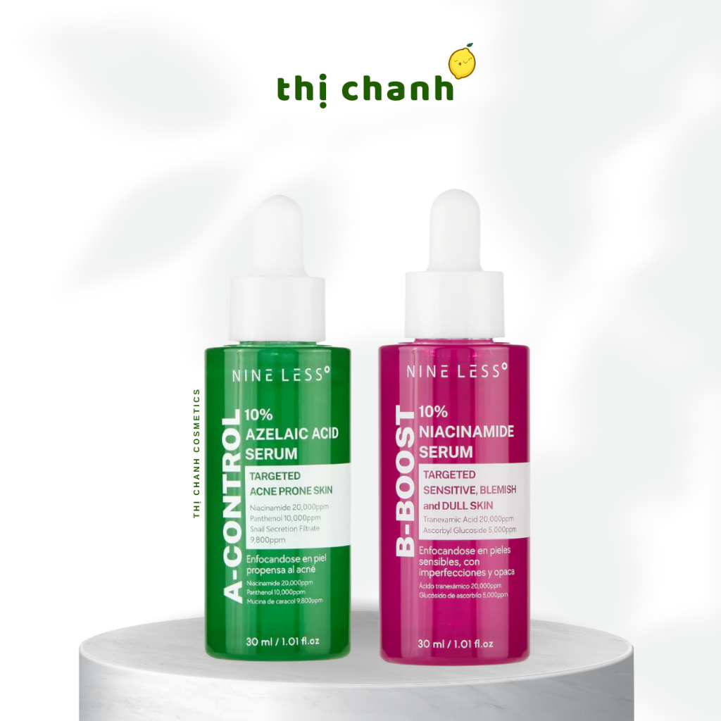 Serum Giảm Mụn, Mờ Thâm NINELESS A-Control Azelaic Acid/ B-Boost 10% Niacinamide Serum