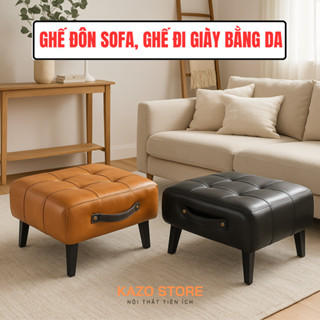THANH LÝ Ghế đôn vuông bằng da, đôn sofa phòng khách, salon, studio ghế đi giày