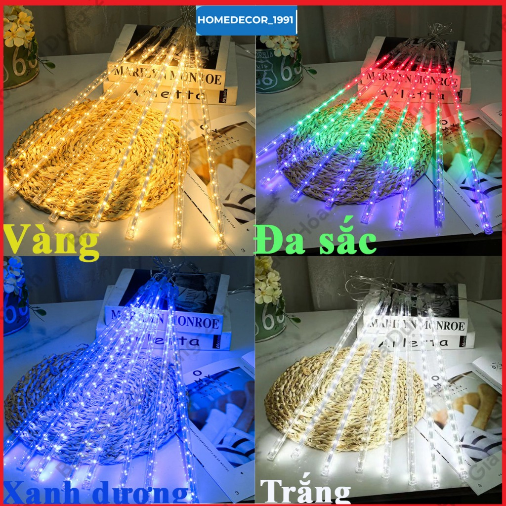 Bộ Đèn LED Sao Băng 3M (8 Ống 45-50cm) – Chống Nước – Hiệu Ứng Rơi Tuyệt Đẹp – Trang Trí Ngoài Trời