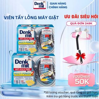 Viên tẩy lồng giặt máy giặt Denkmit | Hộp 60 viên làm sạch lồng máy giặt, loại bỏ mùi hôi