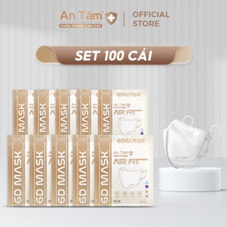 6D MASK - Set 100 cái - Khẩu trang y tế kháng khuẩn chính hãng An Tâm ôm sát khuôn mặt, chống nắng toàn diện