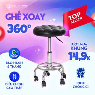 Ghế Xoay Spa Hakai Việt Nam điều chỉnh 42cm-60cm Ghế Phun Xăm, Chăm Sóc da, bánh đút chắc chắn