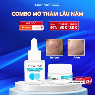 Combo mờ thâm chuyên sâu Coonme Serum Perfect White Serum 20ml + Kem Dark Skin Cream 20g