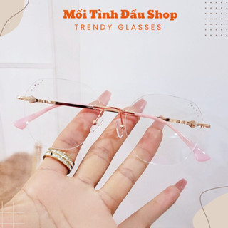 Gọng kính MTĐ cho nữ Kiêu Sa không viền mắt lục giác gọng titan cao cấp lắp được tròng cận loạn