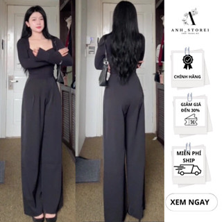  Quần Tây Ống Rộng Dáng Suông  Chất Gold Nhật  Cạp Cao Lưng Liền Tôn Dáng dài 97cm và 102cm 