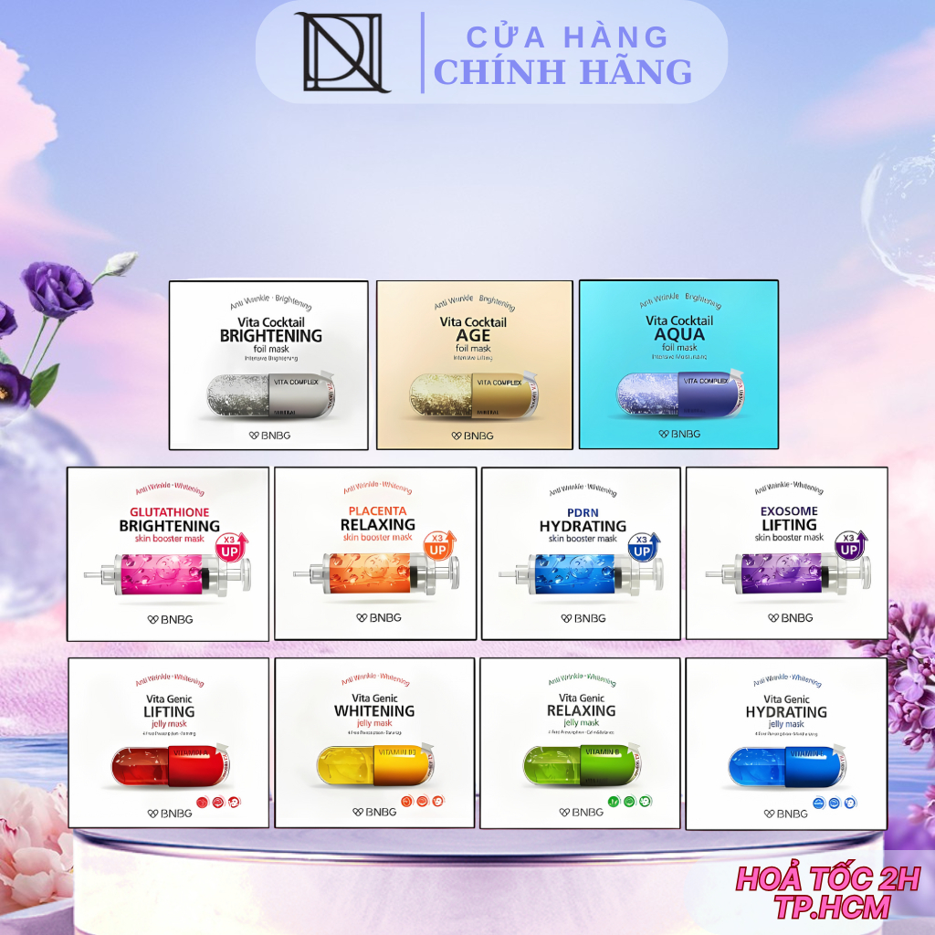 Hộp 10 Miếng Mặt Nạ Giấy BNBG Mask Anti Wrinkle - Whitening Skin Dưỡng Trắng Da Cấp Ẩm Phục Hồi 30ml