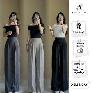  Quần Tây Ống Suông Cạp Liền  Chất Gold Mỹ  Khóa Sườn Chất Mềm Rũ Lưng Cao Tôn Dáng 