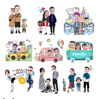 Chibi gia đình - chibi trang trí sinh nhật Miễn phí thiết kế