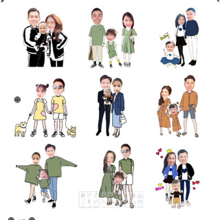 Chibi gia đình - chibi trang trí sinh nhật Miễn phí thiết kế