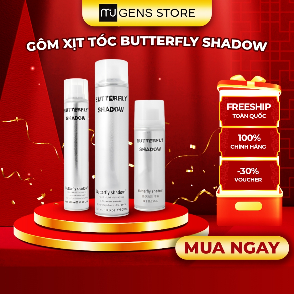  Gôm xịt tóc Butterfly Shadow CHÍNH HÃNG keo xịt tóc nam tạo kiểu xịt giữ nếp tóc nam nữ xịt thơm tóc 