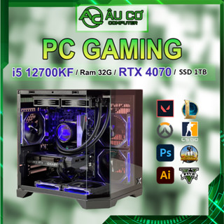 PC Gaming, Máy tính Gaming, Cây Gaming, PC đồ hoạ chơi game Intel i7 12700KF / Ram 32G / RTX 4070 12G / Vỏ kính bể cá