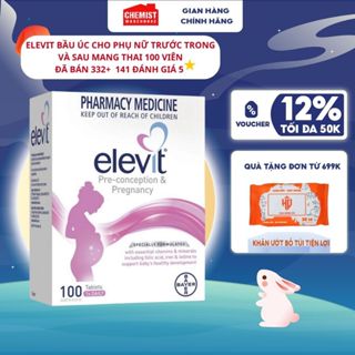 Elevit bầu 100 viên Nature Made bổ sung vitamin tổng hợp, sắt, acid folic, chống dị tật thai nhi