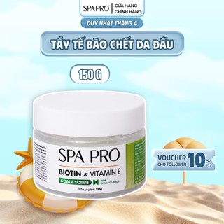 Tẩy Tế Bào Chết Da Đầu SPAPRO Vitamin E & Biotin Sạch Da Đầu Phồng Tóc 150G & 350G