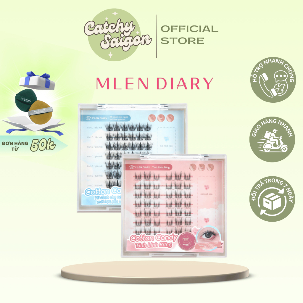 [MLEN DIARY] Mi Giả Cụm MLEN DIARY Cotton Candy, Mi Cụm Mềm Mại Tự Nhiên, Tái Sử Dụng