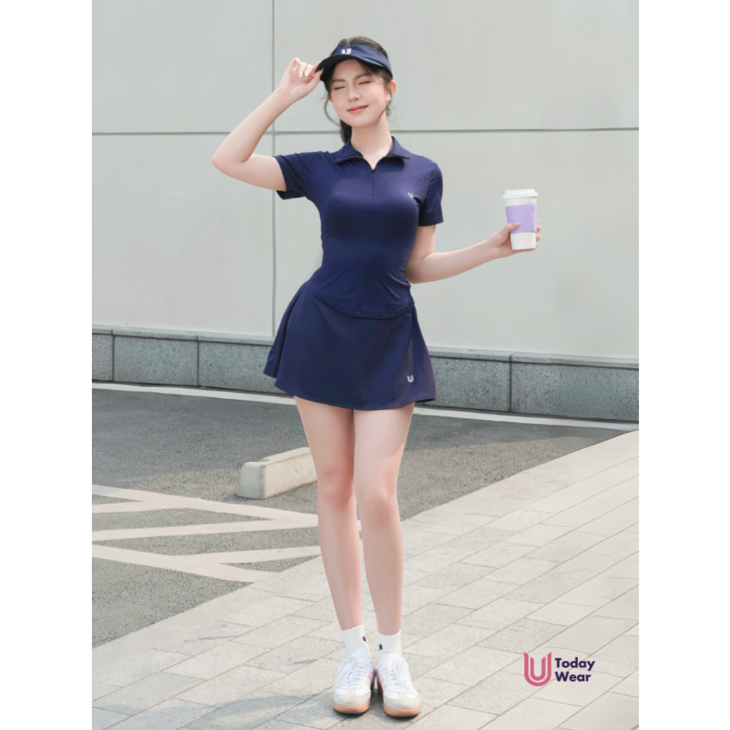 Set bộ đồ thể thao nữ pickcleball tennis áo Lia Top xanh navy mix chân váy Lina Skirt xanh navy Today U Wear thoáng mát | BigBuy360 - bigbuy360.vn