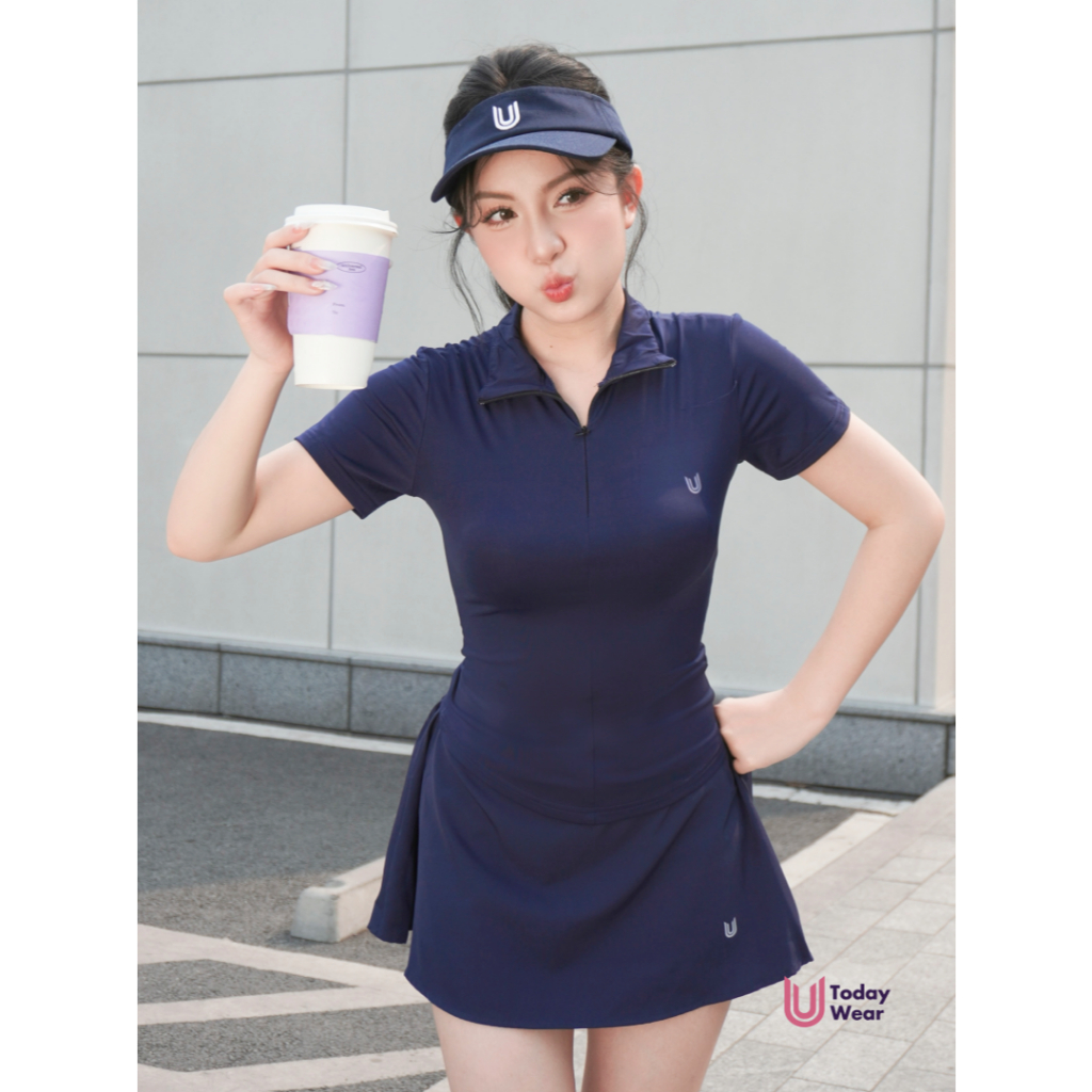 Set bộ đồ thể thao nữ pickcleball tennis áo Lia Top xanh navy mix chân váy Lina Skirt xanh navy Today U Wear thoáng mát | BigBuy360 - bigbuy360.vn