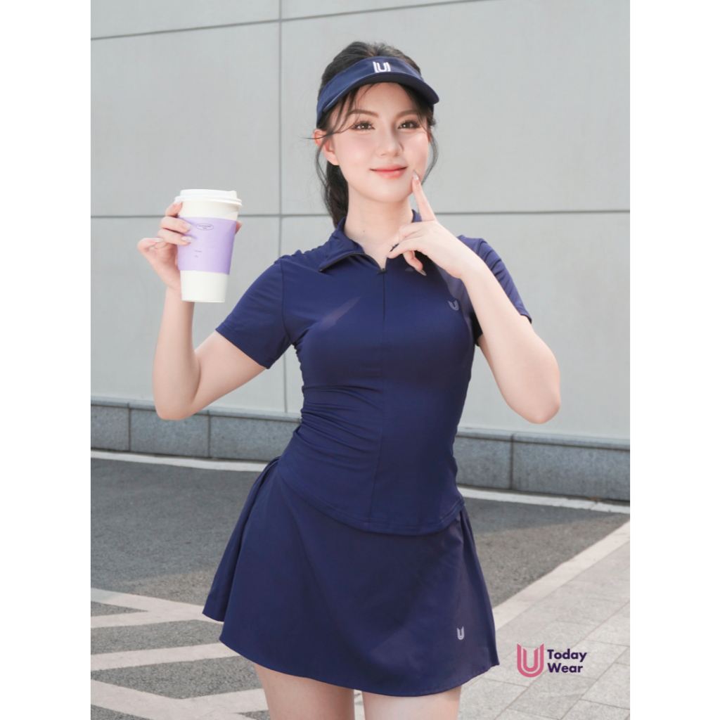 Set bộ đồ thể thao nữ pickcleball tennis áo Lia Top xanh navy mix chân váy Lina Skirt xanh navy Today U Wear thoáng mát | BigBuy360 - bigbuy360.vn