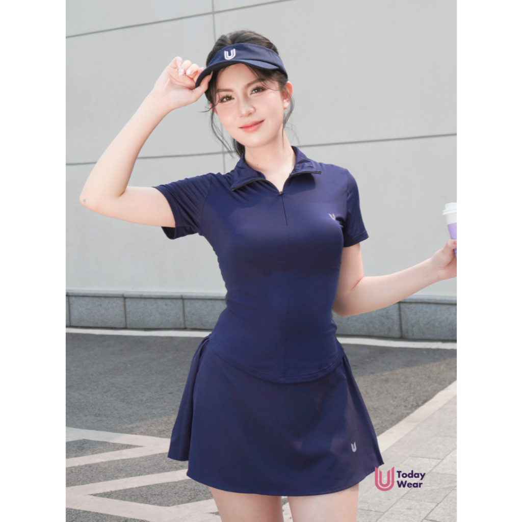 Set bộ đồ thể thao nữ pickcleball tennis áo Lia Top xanh navy mix chân váy Lina Skirt xanh navy Today U Wear thoáng mát | BigBuy360 - bigbuy360.vn