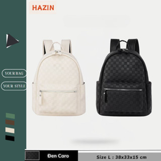  Balo da PU  Hazin đi học đi chơi kiểu dáng Basic cho nam nữ 38x32x15 cm Backpack da balo BL 661 
