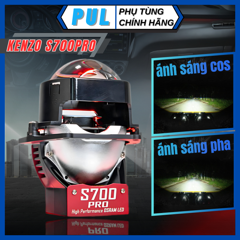 Đèn Pha LED Bi Cầu 3.0 Kenzo S700 Pro 65W/75W, Tản Nhiệt 3 Lớp, Chip LED Osram, Siêu Sáng, BH 2 Năm