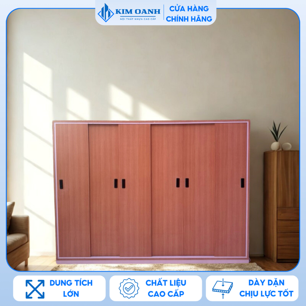 (Freeship) Tủ Nhựa Đài Loan 2m4 6 Cánh Cửa Lùa Siêu Đẹp